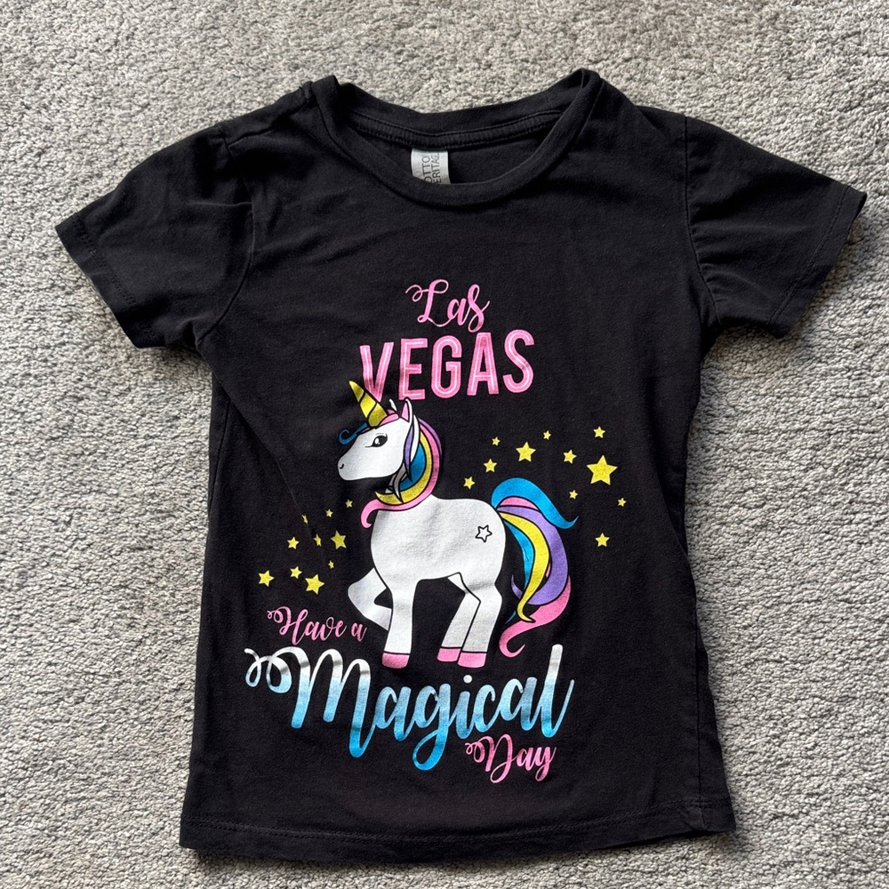 Heritage Black Unicorn Kids Las Vegas T-Shirt XS